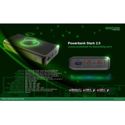 PATONA - Power Bank 20000mAh 100W Li-lon 2xUSB-C/1x USB-A s QI polnjenjem
