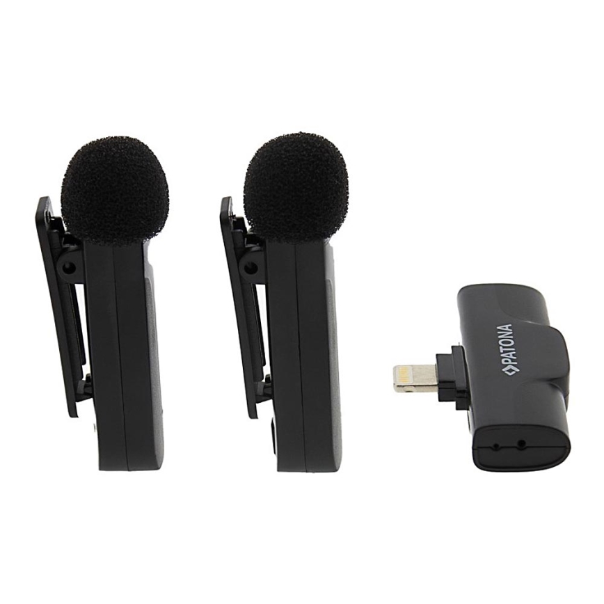 PATONA - SET 2x Brezžični mikrofon s sponko za iPhone USB-C 5V 50 mAh