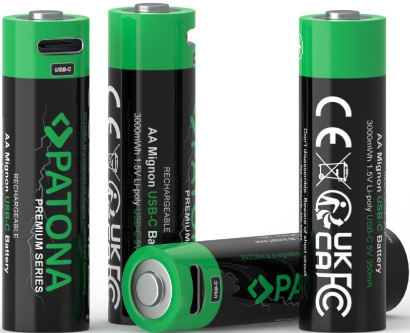 PATONA - SET 4x Baterija AA/LR6 Li-Pol 2000mAh 1,5Vs z USB-C polnjenje
