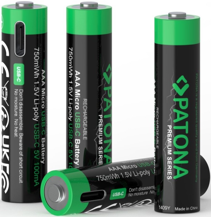 PATONA - SET 4x Baterija AAA/LR03 Li-Pol 500mAh 1,5V z USB-C polnjenje