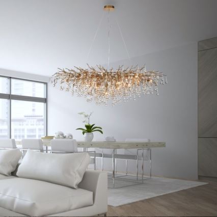 Paul Neuhaus 2031-11 - Lestenec na vrvici ICICLE 15xG9/40W/230V 75x150 cm medenina