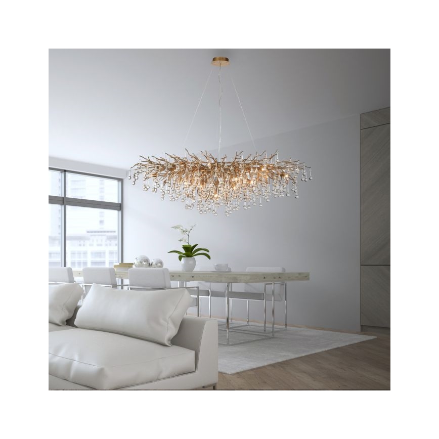Paul Neuhaus 2031-11 - Lestenec na vrvici ICICLE 15xG9/40W/230V 75x150 cm medenina