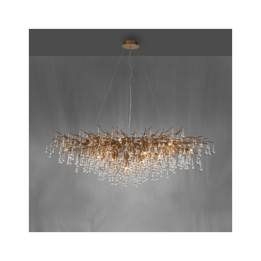 Paul Neuhaus 2031-11 - Lestenec na vrvici ICICLE 15xG9/40W/230V 75x150 cm medenina