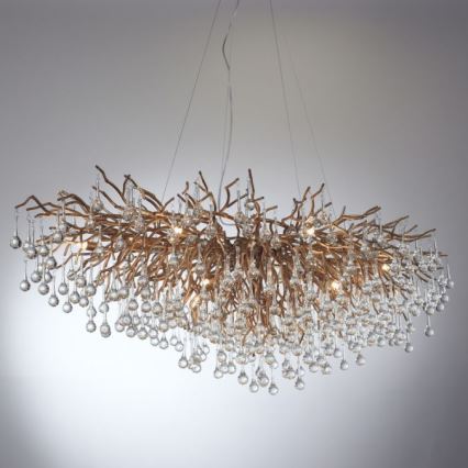 Paul Neuhaus 2031-11 - Lestenec na vrvici ICICLE 15xG9/40W/230V 75x150 cm medenina