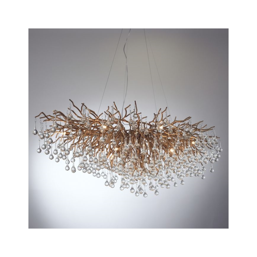 Paul Neuhaus 2031-11 - Lestenec na vrvici ICICLE 15xG9/40W/230V 75x150 cm medenina