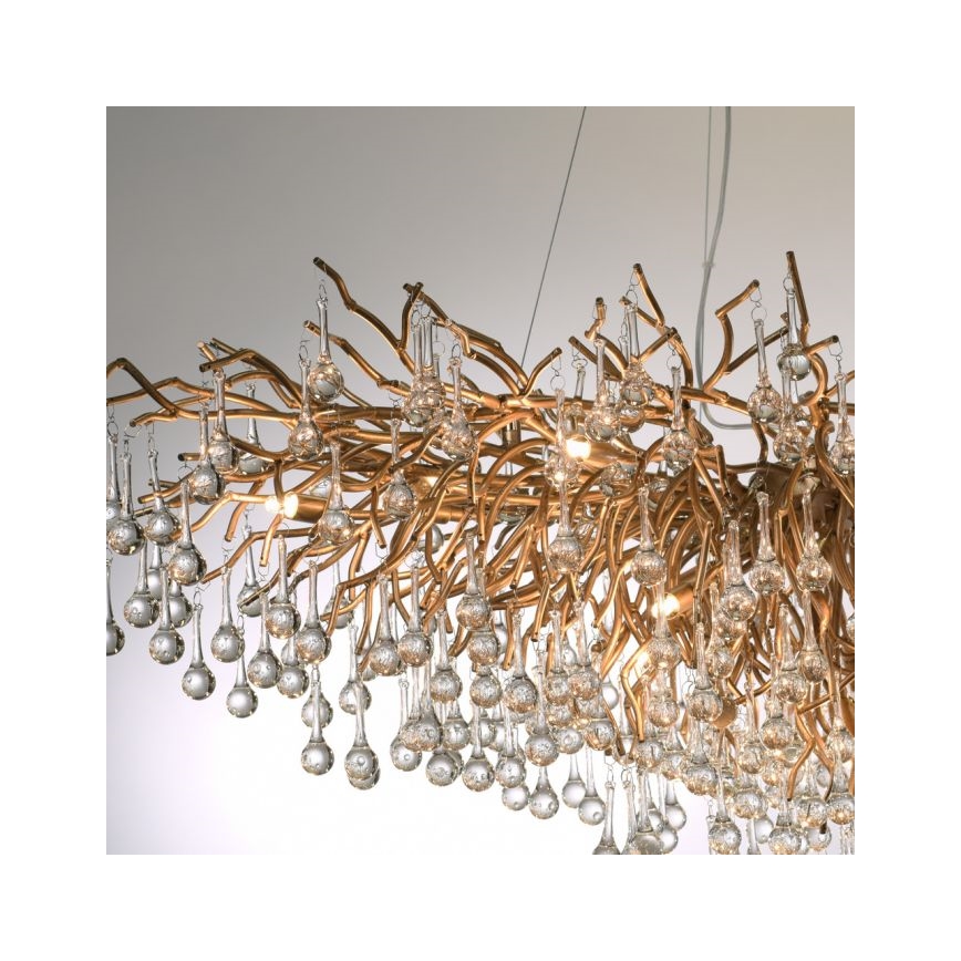 Paul Neuhaus 2031-11 - Lestenec na vrvici ICICLE 15xG9/40W/230V 75x150 cm medenina