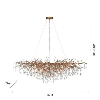 Paul Neuhaus 2031-11 - Lestenec na vrvici ICICLE 15xG9/40W/230V 75x150 cm medenina