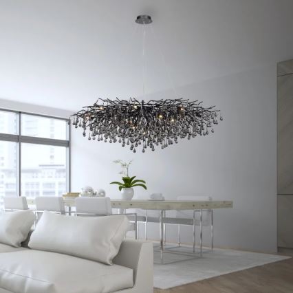 Paul Neuhaus 2031-18 - Viseči lestenec na kablu ICICLE 15xG9/40W/230V 75x150 cm črna