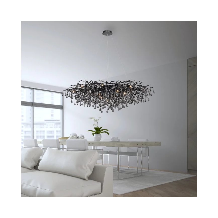 Paul Neuhaus 2031-18 - Viseči lestenec na kablu ICICLE 15xG9/40W/230V 75x150 cm črna