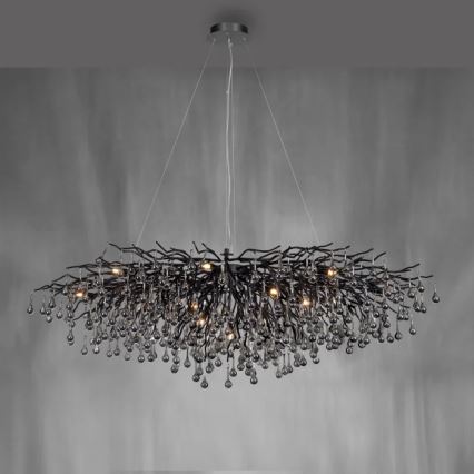 Paul Neuhaus 2031-18 - Viseči lestenec na kablu ICICLE 15xG9/40W/230V 75x150 cm črna