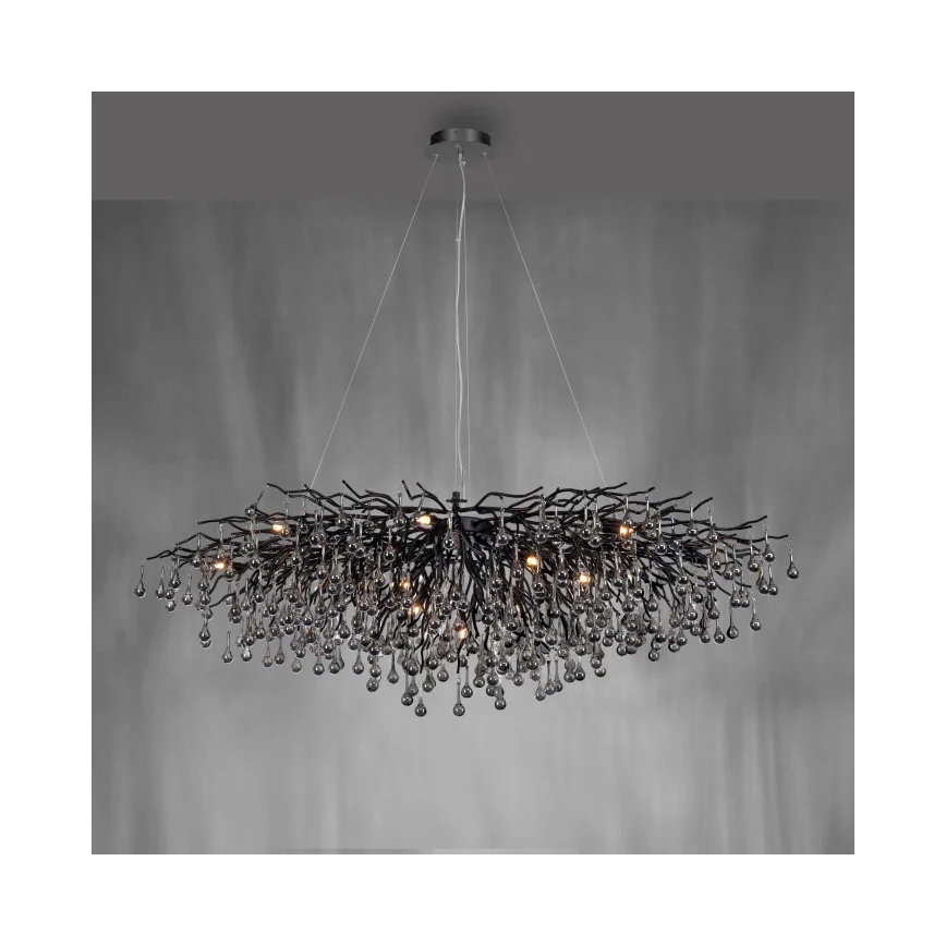 Paul Neuhaus 2031-18 - Viseči lestenec na kablu ICICLE 15xG9/40W/230V 75x150 cm črna