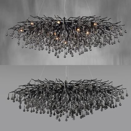 Paul Neuhaus 2031-18 - Viseči lestenec na kablu ICICLE 15xG9/40W/230V 75x150 cm črna