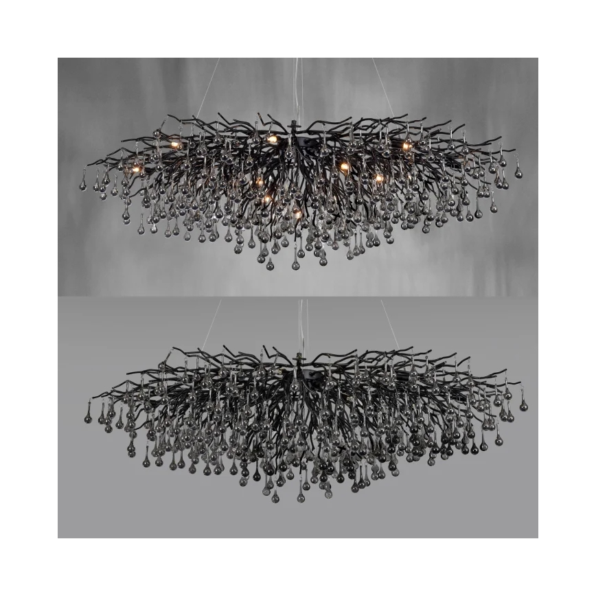 Paul Neuhaus 2031-18 - Viseči lestenec na kablu ICICLE 15xG9/40W/230V 75x150 cm črna