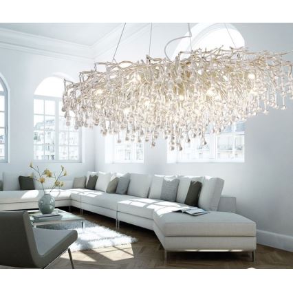 Paul Neuhaus 2031-55 - Lestenec na vrvici ICICLE 15xG9/40W/230V 75x150 cm sijajni krom