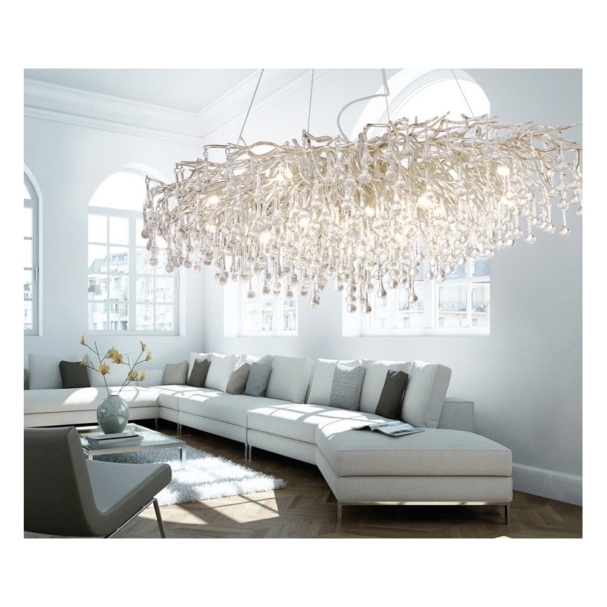 Paul Neuhaus 2031-55 - Lestenec na vrvici ICICLE 15xG9/40W/230V 75x150 cm sijajni krom