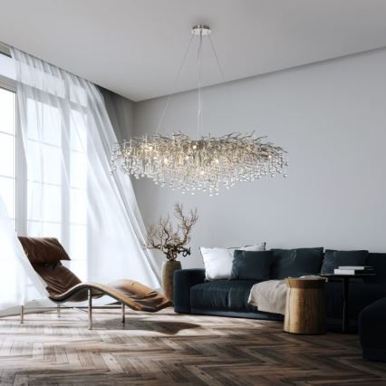 Paul Neuhaus 2031-55 - Lestenec na vrvici ICICLE 15xG9/40W/230V 75x150 cm sijajni krom