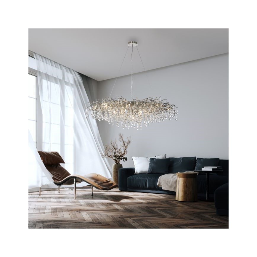 Paul Neuhaus 2031-55 - Lestenec na vrvici ICICLE 15xG9/40W/230V 75x150 cm sijajni krom