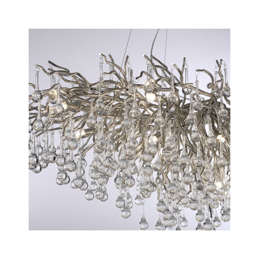 Paul Neuhaus 2031-55 - Lestenec na vrvici ICICLE 15xG9/40W/230V 75x150 cm sijajni krom