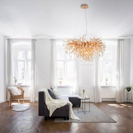 Paul Neuhaus 2192-11 - Lestenec na vrvici ICICLE 10xG9/40W/230V 50x100 cm medenina