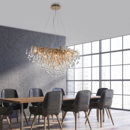 Paul Neuhaus 2192-11 - Lestenec na vrvici ICICLE 10xG9/40W/230V 50x100 cm medenina
