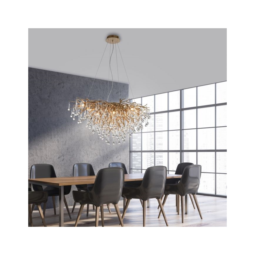 Paul Neuhaus 2192-11 - Lestenec na vrvici ICICLE 10xG9/40W/230V 50x100 cm medenina
