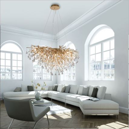 Paul Neuhaus 2192-11 - Lestenec na vrvici ICICLE 10xG9/40W/230V 50x100 cm medenina