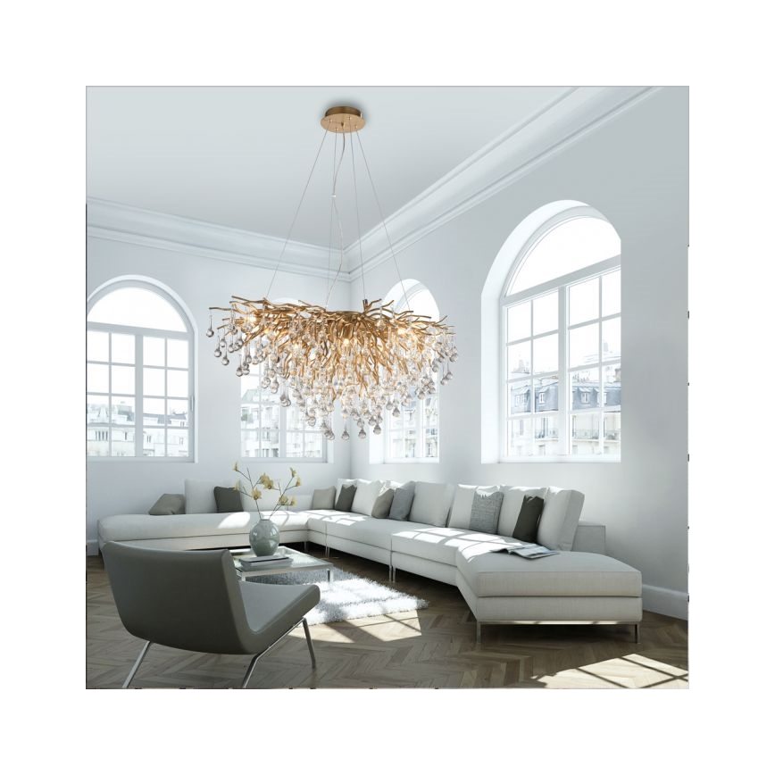 Paul Neuhaus 2192-11 - Lestenec na vrvici ICICLE 10xG9/40W/230V 50x100 cm medenina