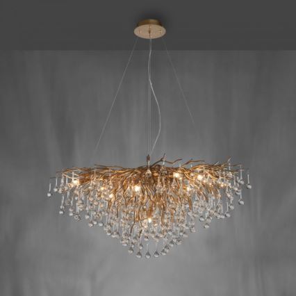 Paul Neuhaus 2192-11 - Lestenec na vrvici ICICLE 10xG9/40W/230V 50x100 cm medenina