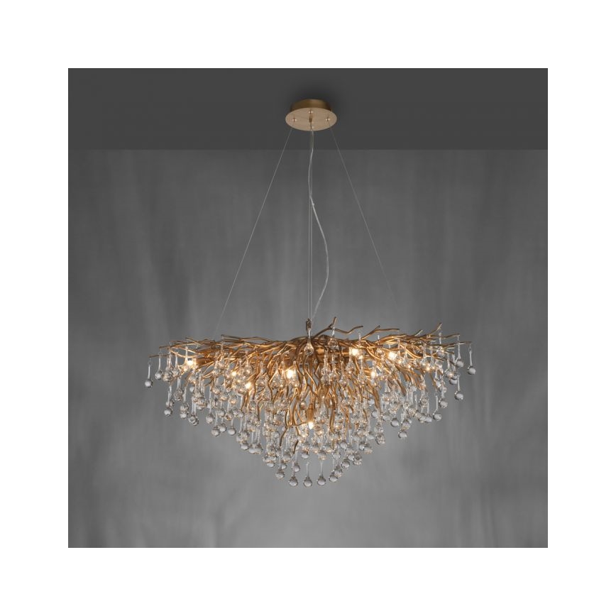 Paul Neuhaus 2192-11 - Lestenec na vrvici ICICLE 10xG9/40W/230V 50x100 cm medenina