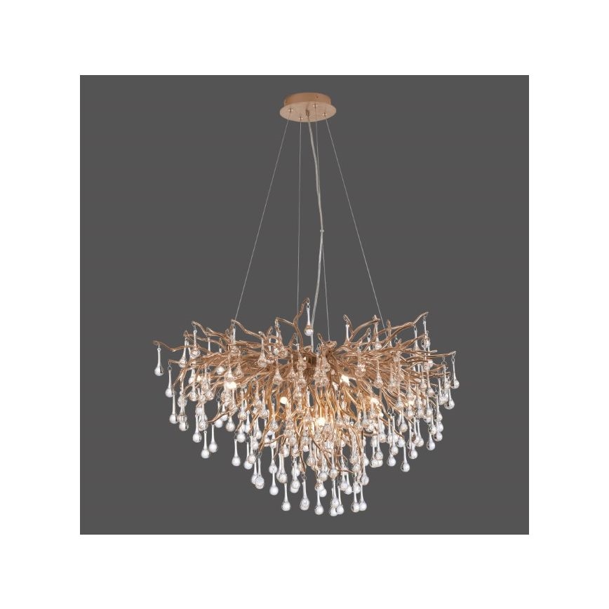 Paul Neuhaus 2192-11 - Lestenec na vrvici ICICLE 10xG9/40W/230V 50x100 cm medenina