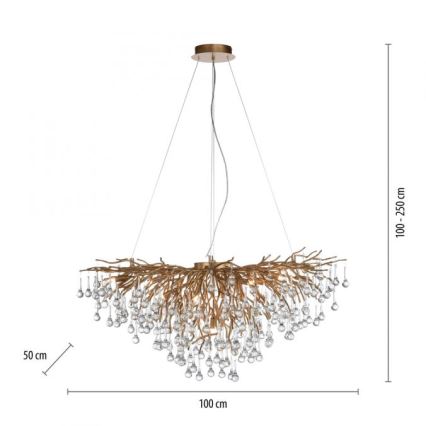 Paul Neuhaus 2192-11 - Lestenec na vrvici ICICLE 10xG9/40W/230V 50x100 cm medenina