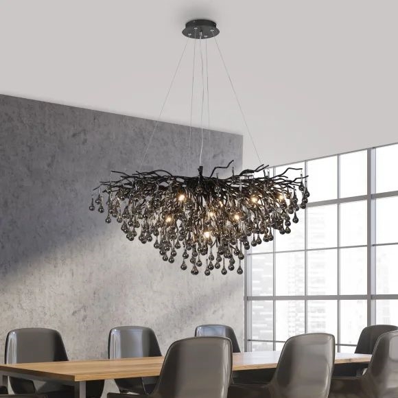 Paul Neuhaus 2192-18 - Viseči lestenec na kablu ICICLE 10xG9/40W/230V 50x100 cm črna