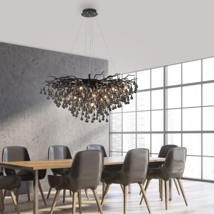 Paul Neuhaus 2192-18 - Viseči lestenec na kablu ICICLE 10xG9/40W/230V 50x100 cm črna