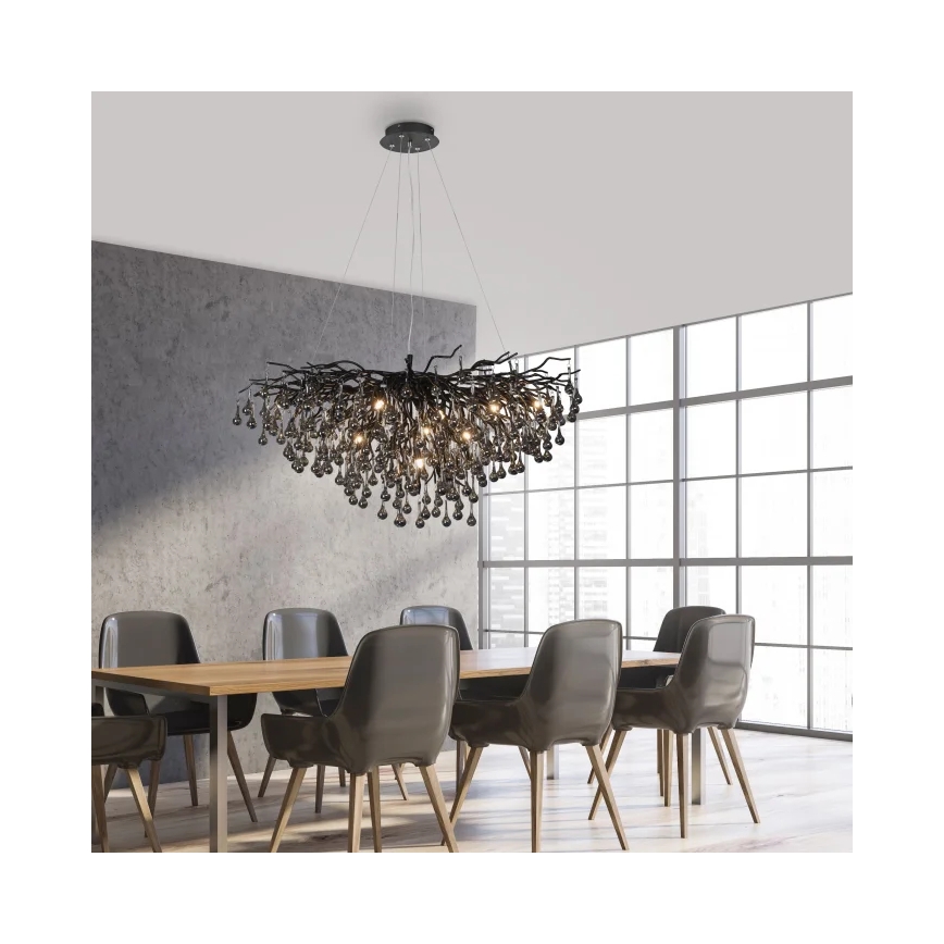 Paul Neuhaus 2192-18 - Viseči lestenec na kablu ICICLE 10xG9/40W/230V 50x100 cm črna