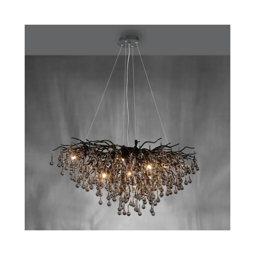 Paul Neuhaus 2192-18 - Viseči lestenec na kablu ICICLE 10xG9/40W/230V 50x100 cm črna