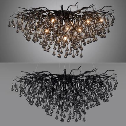 Paul Neuhaus 2192-18 - Viseči lestenec na kablu ICICLE 10xG9/40W/230V 50x100 cm črna
