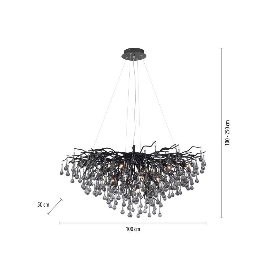 Paul Neuhaus 2192-18 - Viseči lestenec na kablu ICICLE 10xG9/40W/230V 50x100 cm črna