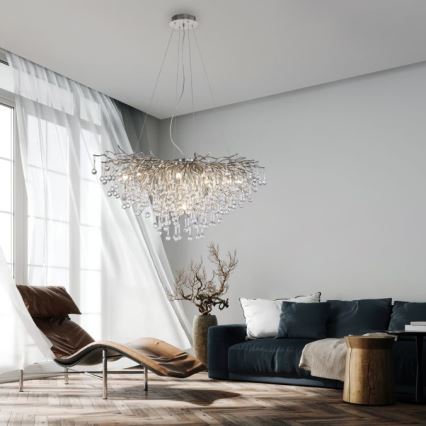 Paul Neuhaus 2192-55 - Lestenec na vrvici ICICLE 10xG9/40W/230V 50x100 cm sijajni krom