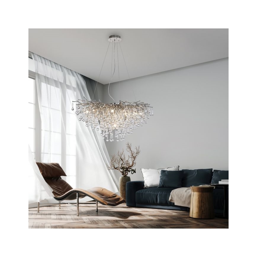 Paul Neuhaus 2192-55 - Lestenec na vrvici ICICLE 10xG9/40W/230V 50x100 cm sijajni krom
