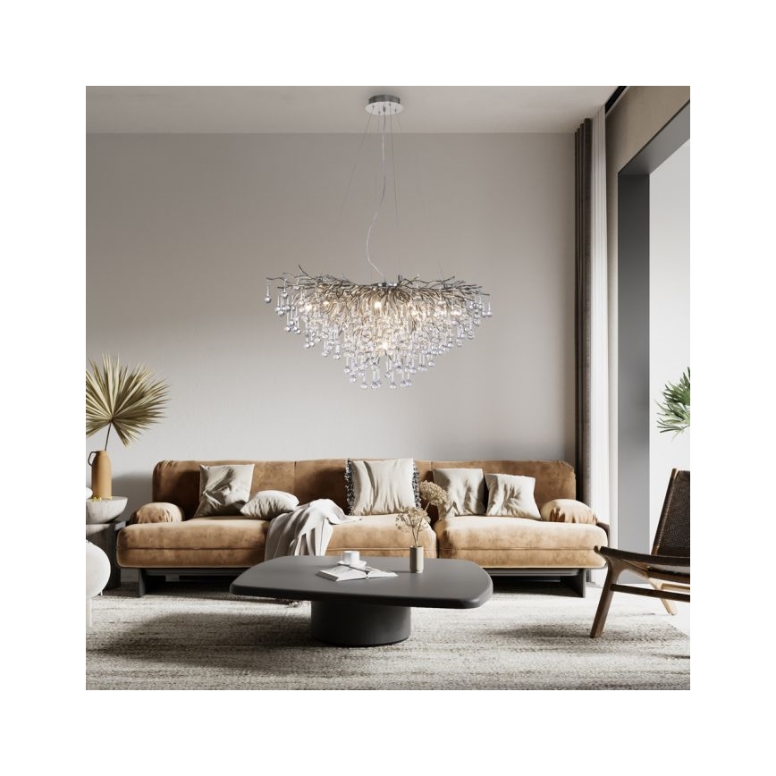 Paul Neuhaus 2192-55 - Lestenec na vrvici ICICLE 10xG9/40W/230V 50x100 cm sijajni krom