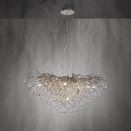 Paul Neuhaus 2192-55 - Lestenec na vrvici ICICLE 10xG9/40W/230V 50x100 cm sijajni krom