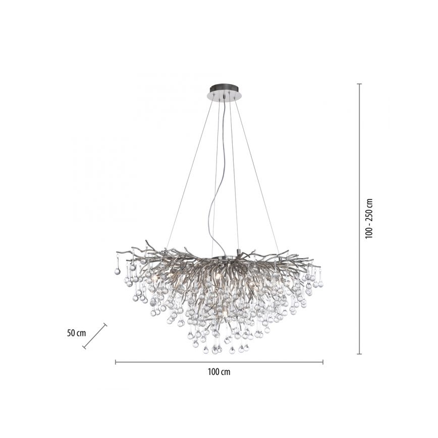 Paul Neuhaus 2192-55 - Lestenec na vrvici ICICLE 10xG9/40W/230V 50x100 cm sijajni krom