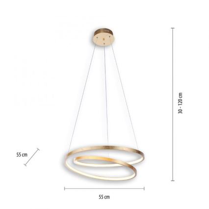 Paul Neuhaus 2472-12 - LED Zatemnitveni lestenec na vrvici ROMAN LED/30W/230V zlat