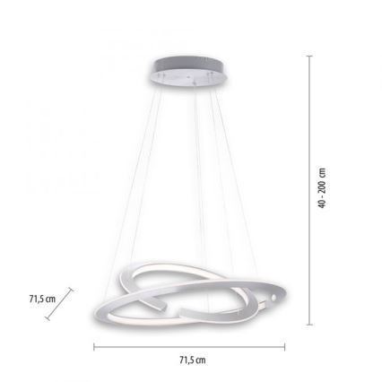 Paul Neuhaus 2491-55 - LED Zatemnitveni lestenec na vrvici ALESSA 2xLED/26W/230V + Daljinski upravljalnik