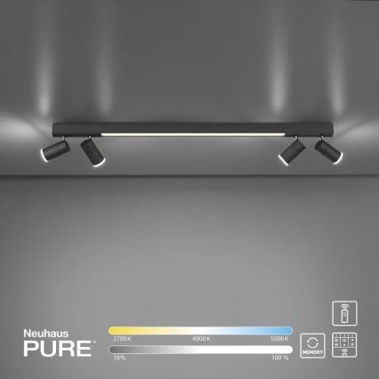 Paul Neuhaus 6121-13 - LED Zatemnitveni reflektor PURE 4xLED/4W/230V + LED/9W 2700-5000K + Daljinski upravljalnik