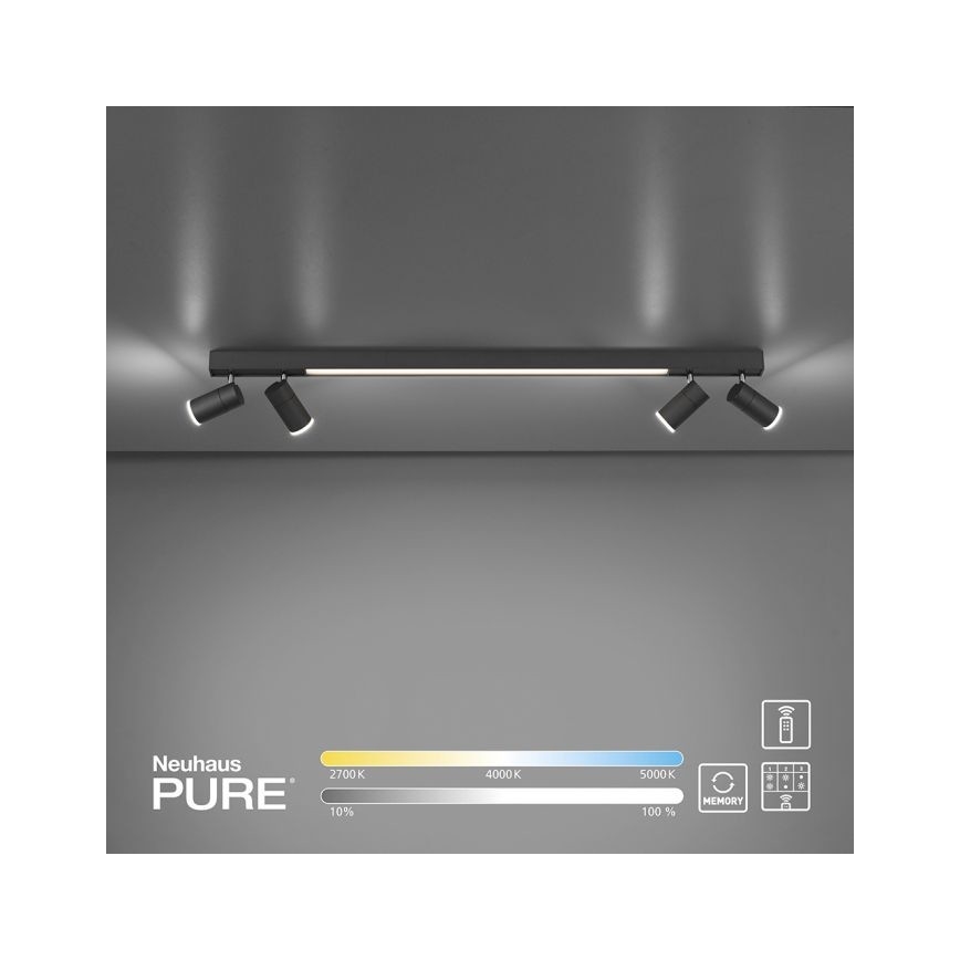 Paul Neuhaus 6121-13 - LED Zatemnitveni reflektor PURE 4xLED/4W/230V + LED/9W 2700-5000K + Daljinski upravljalnik