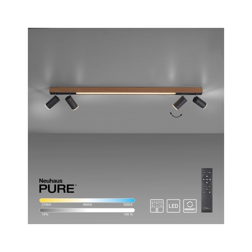 Paul Neuhaus 6121-79 - LED Zatemnitveni reflektor PURE 4xLED/4W/230V + LED/9W 2700-5000K + Daljinski upravljalnik