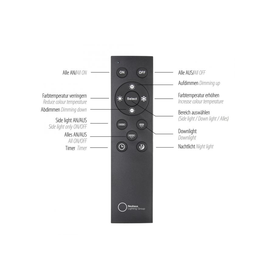 Paul Neuhaus 6121-79 - LED Zatemnitveni reflektor PURE 4xLED/4W/230V + LED/9W 2700-5000K + Daljinski upravljalnik