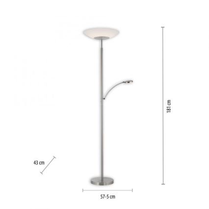 Paul Neuhaus 655-55 - LED Zatemnitvena talna svetilka ALFRED 1xLED/28W+1xLED/4W/230V sijajni krom
