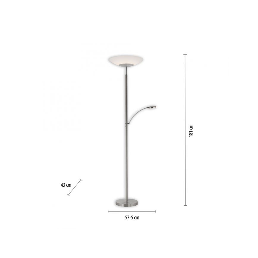 Paul Neuhaus 655-55 - LED Zatemnitvena talna svetilka ALFRED 1xLED/28W+1xLED/4W/230V sijajni krom